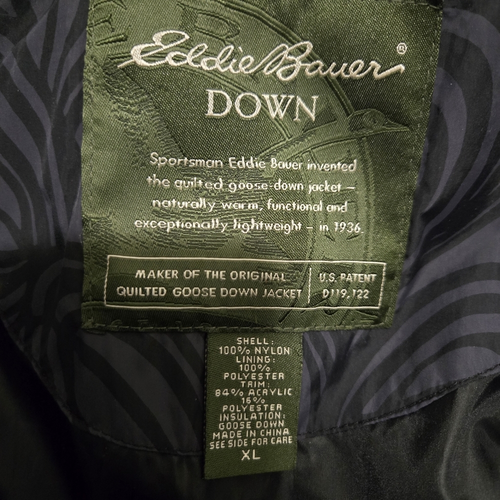EDDIE BAUER Goose Down Faux Fur Collar Women's Puffer Vest Black Swirl Size XL - Picture 5 of 7